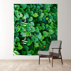 Lofaris Personalized Green Leaves Wedding Backdrop