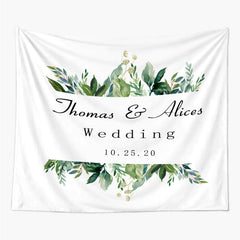Lofaris Personalized Greenery Banner Wedding Reception Backdrop