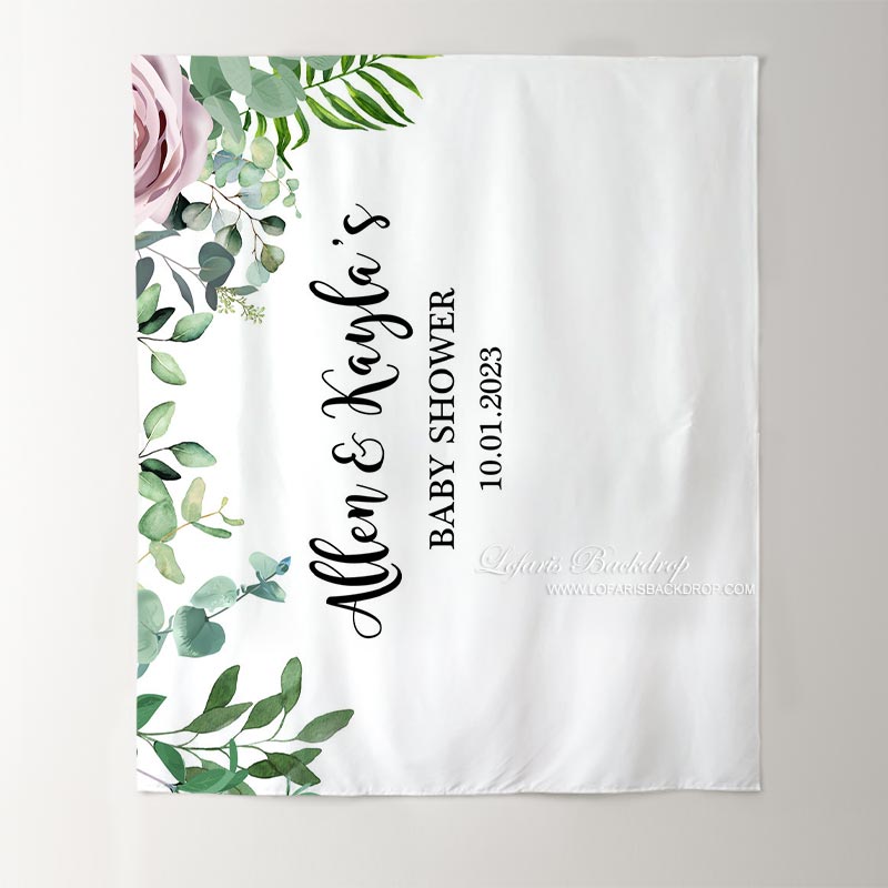 Lofaris Personalized Greenery Foliage Leaves Backdrop for Baby Shower