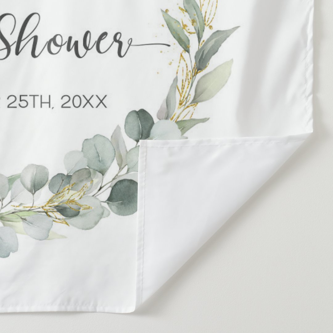 Lofaris Personalized Greenery Wreath Party Backdrop for Baby Shower
