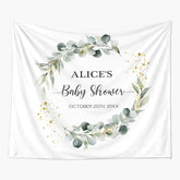 Lofaris Personalized Greenery Wreath Party Backdrop for Baby Shower