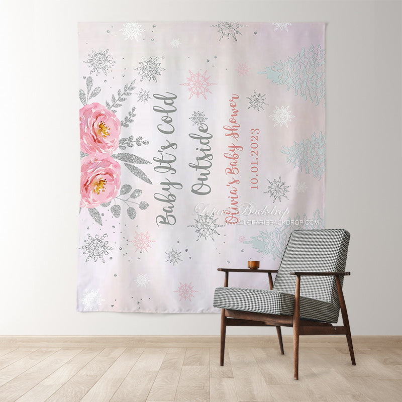 Lofaris Personalized Its Cold Outside Baby Shower Backdrop Decor