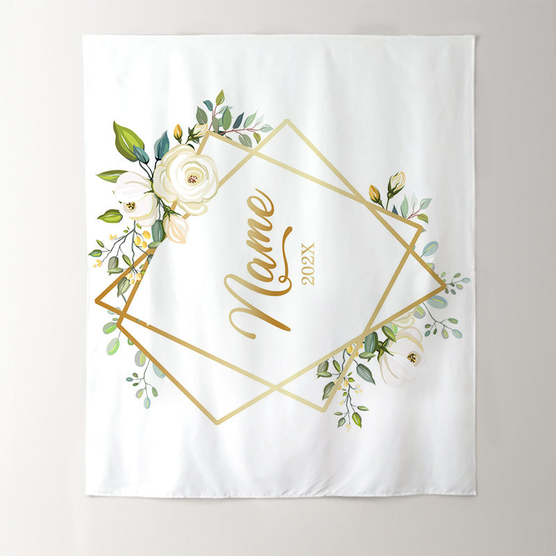 Lofaris Personalized Ivory Floral Wedding Backdrop