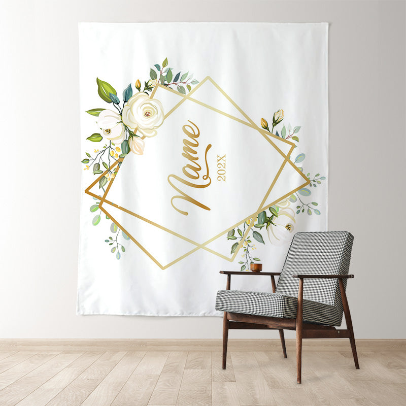 Lofaris Personalized Ivory Floral Wedding Backdrop