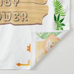 Lofaris Personalized Jungle Safari Fabric Sign Baby Shower Backdrop