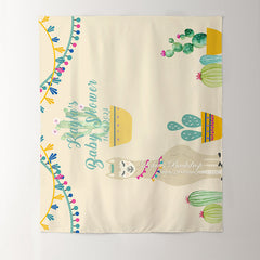 Lofaris Personalized Llama Baby Shower Backdrop Banner