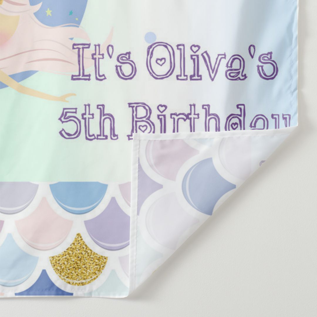 Lofaris Personalized Mermaid Birthday Backdrop Decor