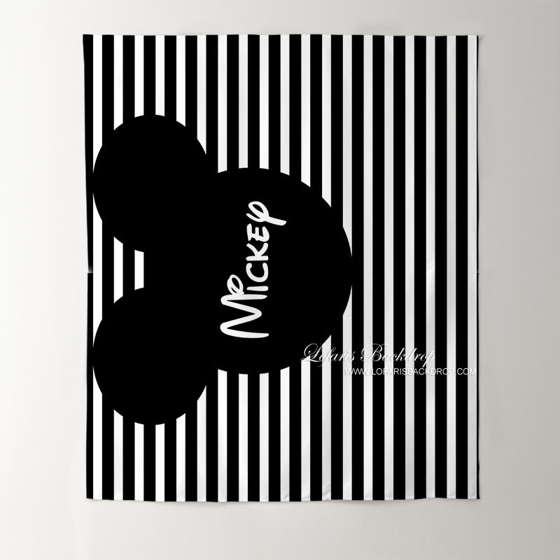 Lofaris Personalized Black and White Backdrop for Birthday Party