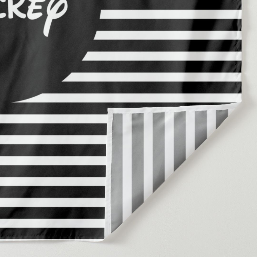 Lofaris Personalized Black and White Backdrop for Birthday Party