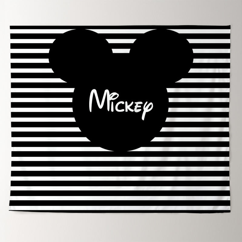 Lofaris Personalized Black and White Backdrop for Birthday Party