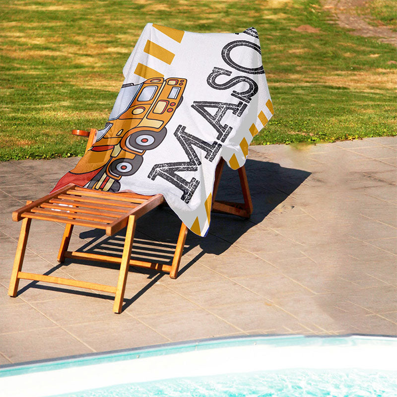 Lofaris Personalized Name Large Truck Beach Towel