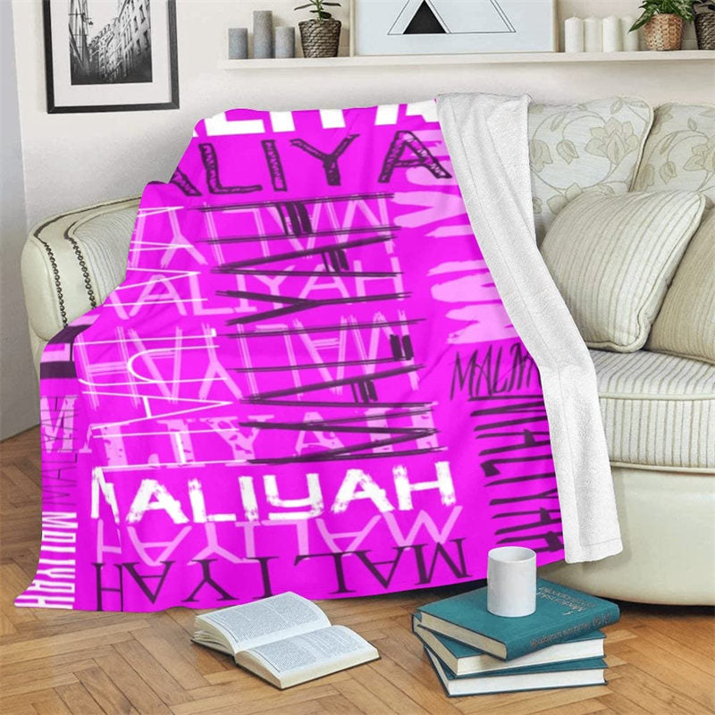 Lofaris Personalized Name Magenta Throw Blanket Kid Gift