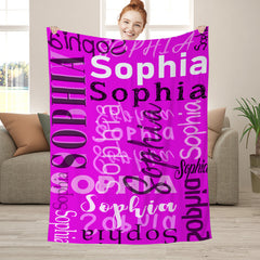 Lofaris Personalized Name Magenta Throw Blanket Kid Gift