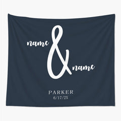 Lofaris Personalized Navy Blue Mr And Mrs Wedding Backdrop