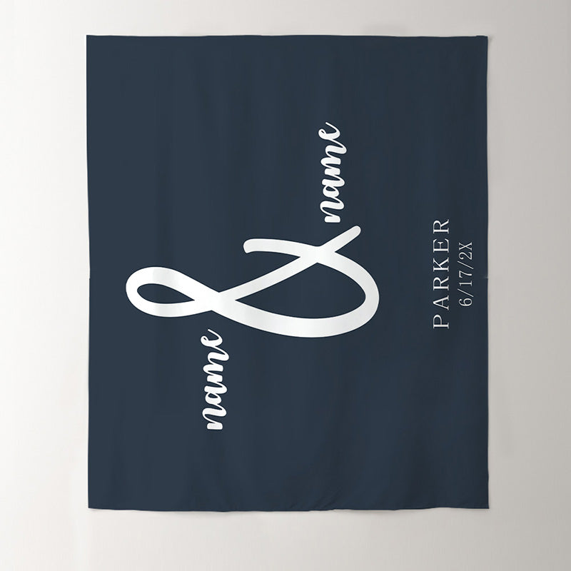 Lofaris Personalized Navy Blue Mr And Mrs Wedding Backdrop
