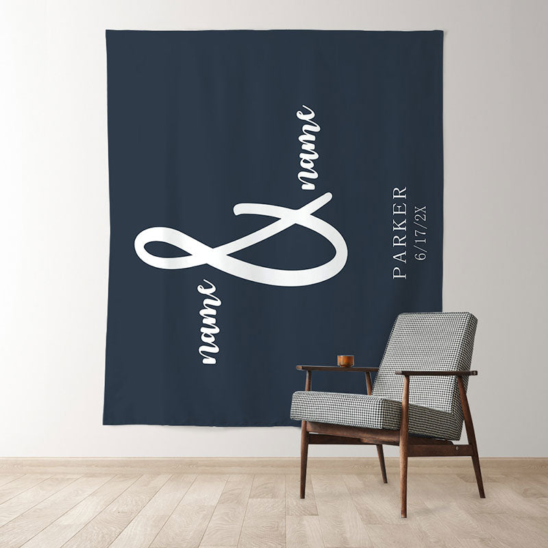 Lofaris Personalized Navy Blue Mr And Mrs Wedding Backdrop