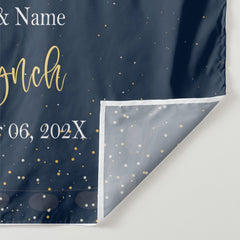 Lofaris Personalized Navy Gold Couples Name Wedding Backdrop