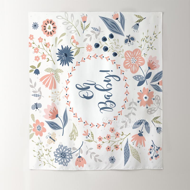 Lofaris Personalized Oh Baby Flowers Shower Backdrop