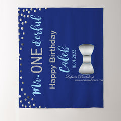 Lofaris Personalized Onederful Blue Birthday Backdrop Banner