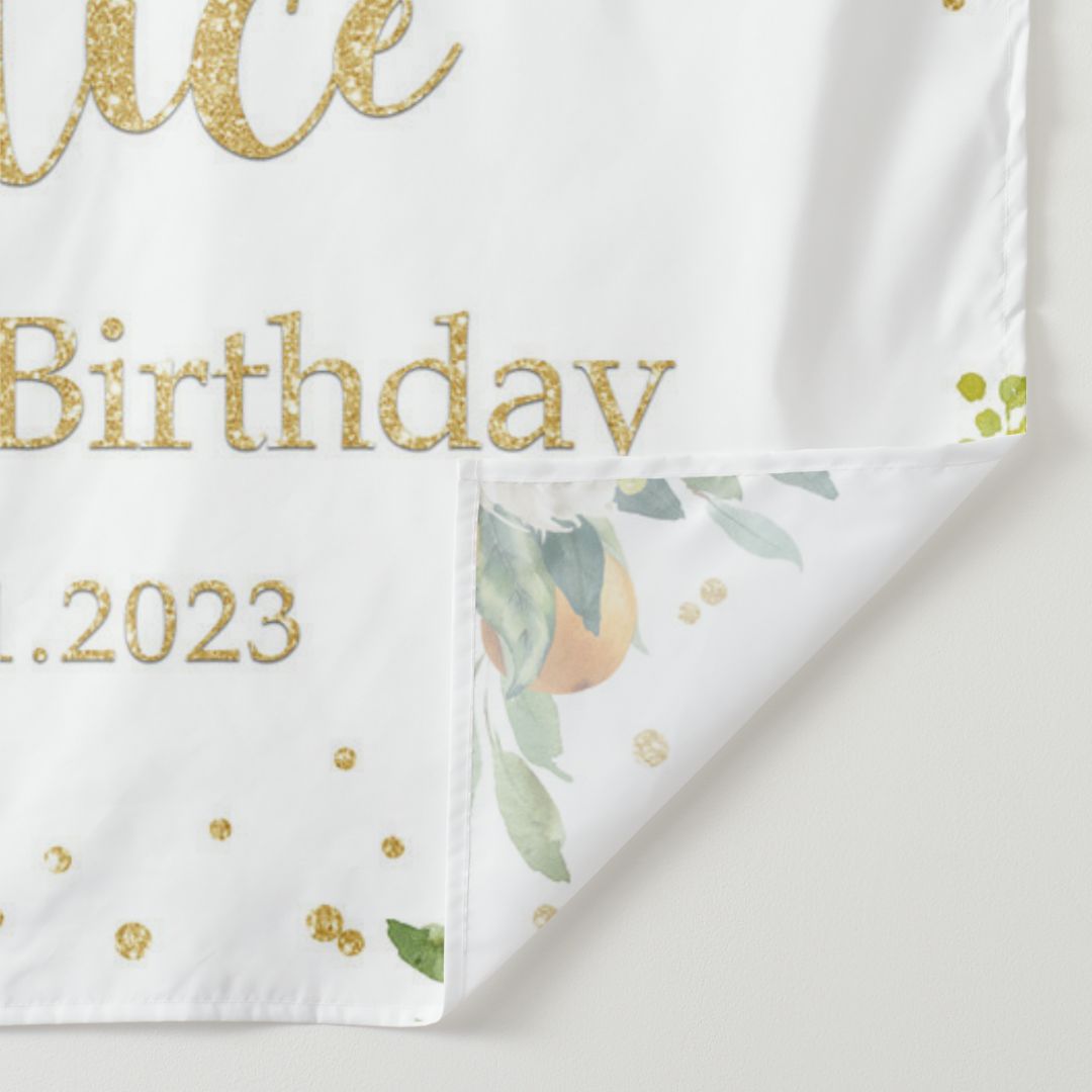 Lofaris Personalized Orange Gold Glitter Baby Shower Party Backdrops