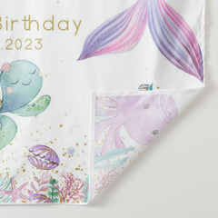Lofaris Personalized Pastel Mermaid Birthday Backdrop Banner