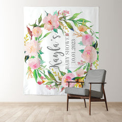 Lofaris Personalized Photo Booth Flowers Baby Shower Backdrop