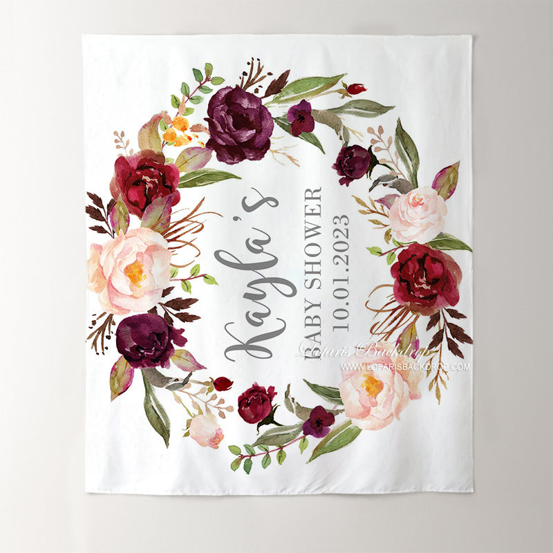 Lofaris Personalized Photo Booth Flowers Baby Shower Backdrop Photography