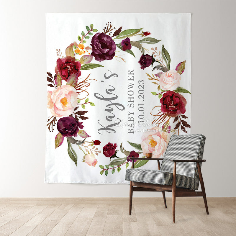 Lofaris Personalized Photo Booth Flowers Baby Shower Backdrop Photography