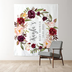 Lofaris Personalized Photo Booth Flowers Baby Shower Backdrop Photography