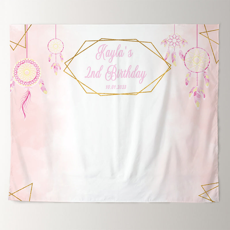Lofaris Personalized Pink Dream Catcher Birthday Backdrop