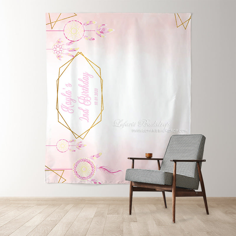 Lofaris Personalized Pink Dream Catcher Birthday Backdrop