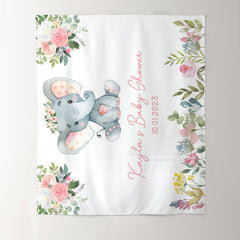 Lofaris Personalized Pink Elephant Baby Shower Backdrop Banner