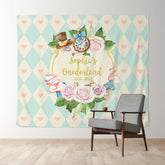 Lofaris Personalized Pink Floral Onederland Birthday Party Backdrop