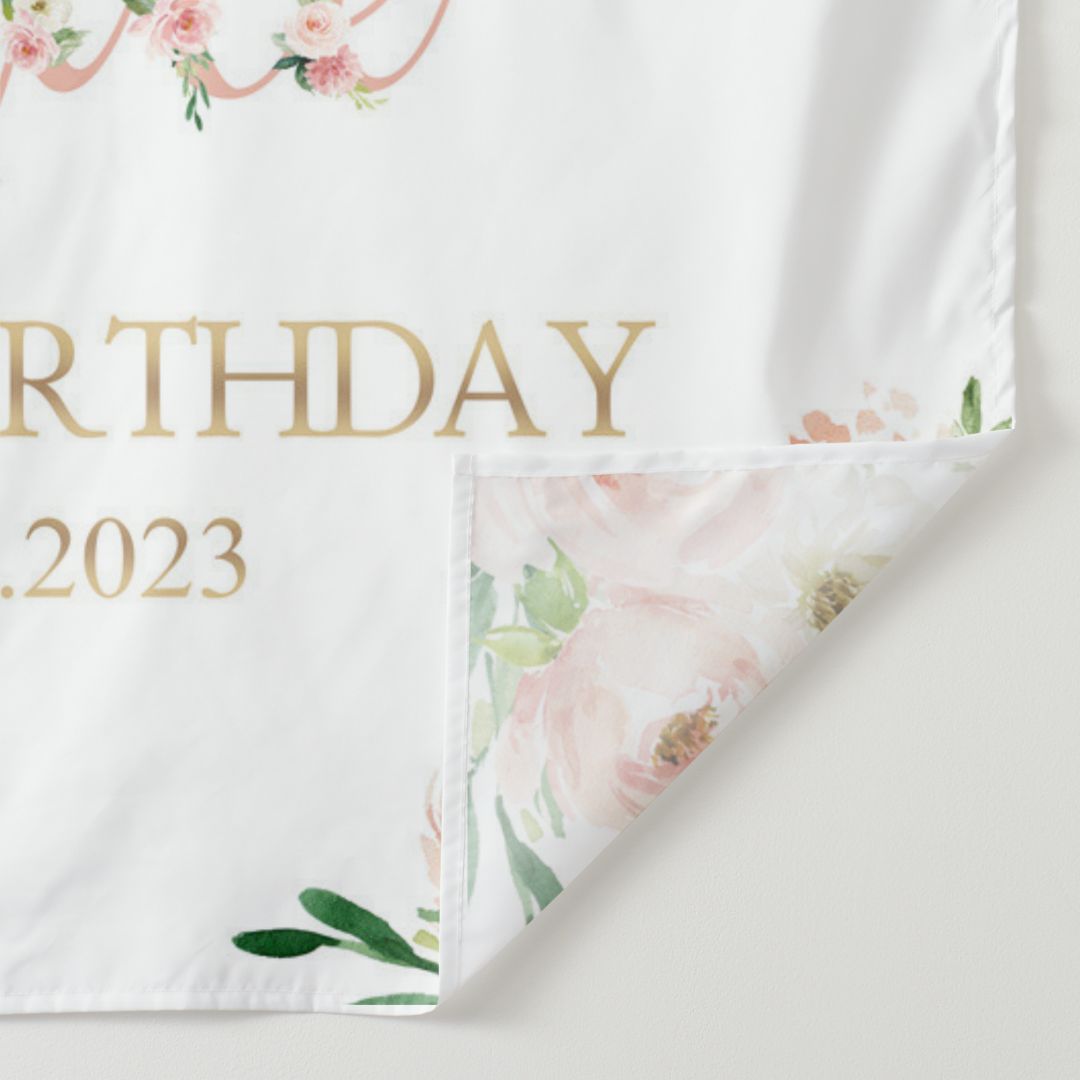 Lofaris Personalized Pink Floral Party Decor Backdrops