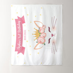 Lofaris Personalized Pink Gold Cat Birthday Backdrop Banner
