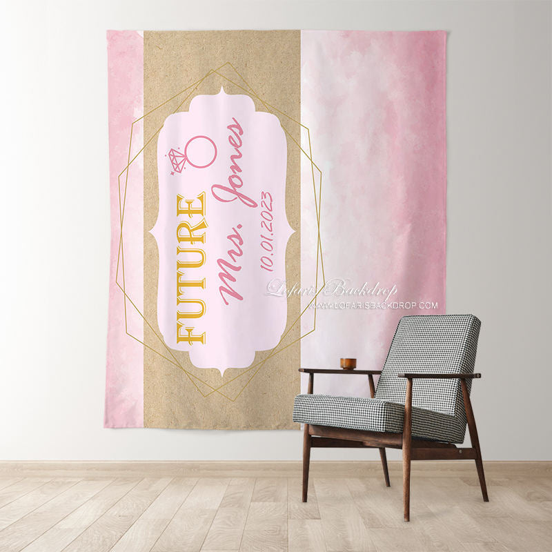 Lofaris Personalized Pink Gold Fabric Bridal Shower Backdrop Decor