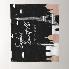 Lofaris Personalized Pink Paris Sign Birthday Backdrop Decor