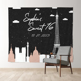 Lofaris Personalized Pink Paris Sign Birthday Backdrop Decor