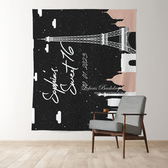 Lofaris Personalized Pink Paris Sign Birthday Backdrop Decor