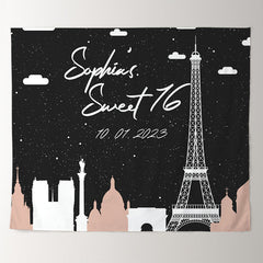 Lofaris Personalized Pink Paris Sign Birthday Backdrop Decor