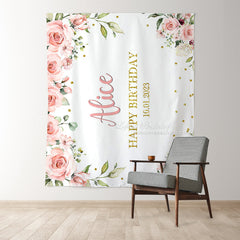 Lofaris Personalized Pink Rose Gold Glitter Backdrops for Party