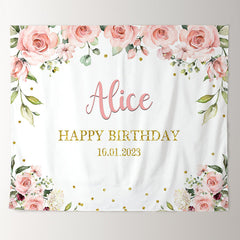Lofaris Personalized Pink Rose Gold Glitter Backdrops for Party