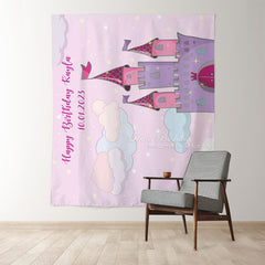 Lofaris Personalized Princess Castle Sign Birthday Backdrop