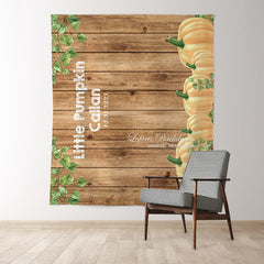 Lofaris Personalized Pumpkin And Wood Baby Shower Backdrop
