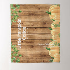 Lofaris Personalized Pumpkin And Wood Baby Shower Backdrop