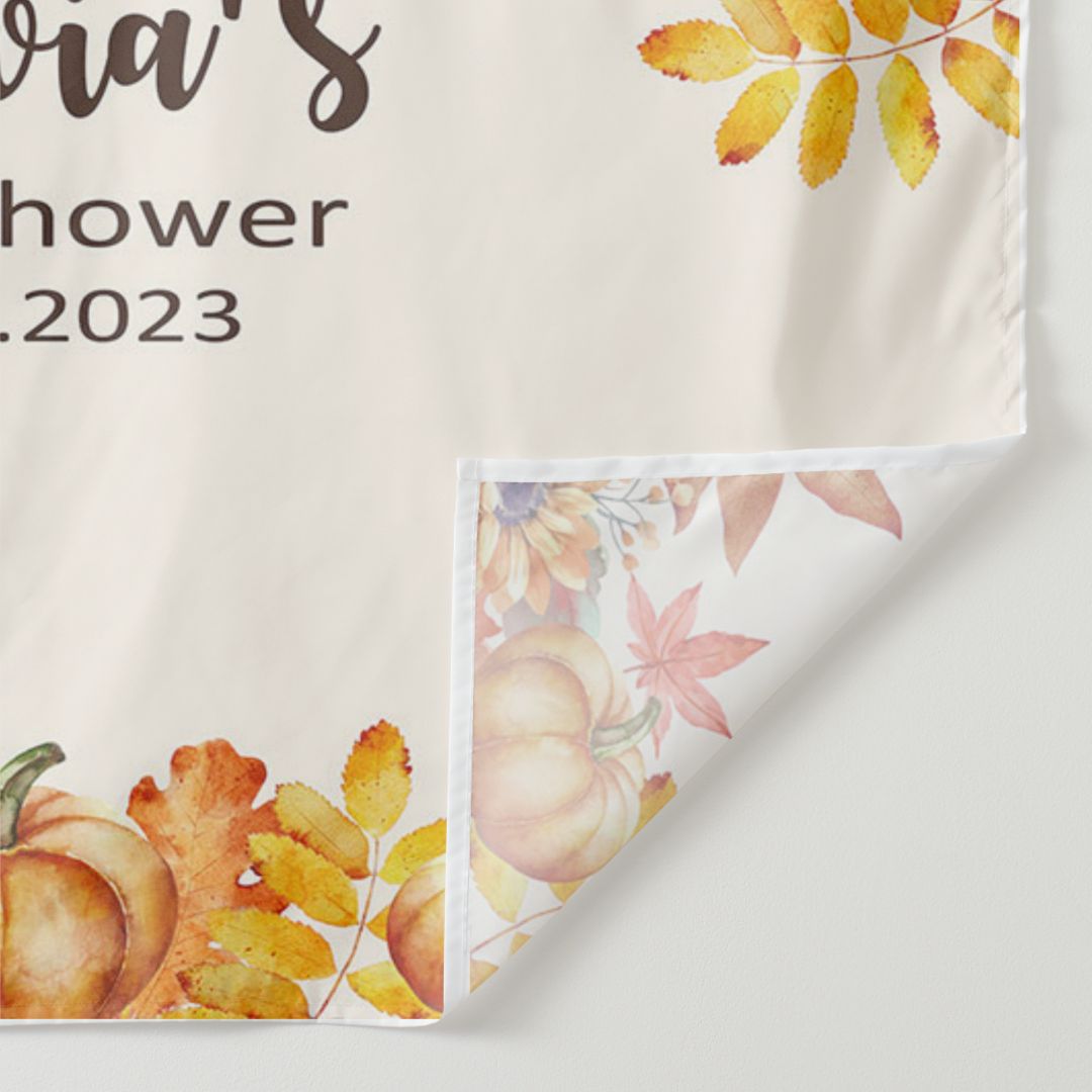 Lofaris Personalized Pumpkin Autumn Baby Shower Backdrop Banner