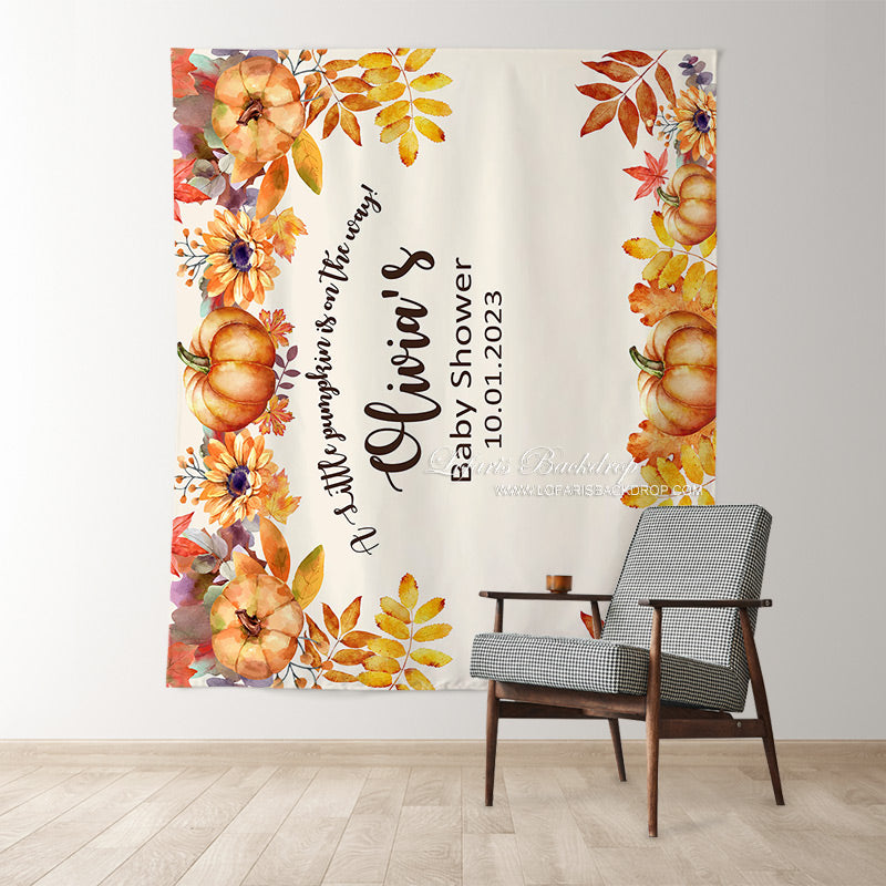 Lofaris Personalized Pumpkin Autumn Baby Shower Backdrop Banner