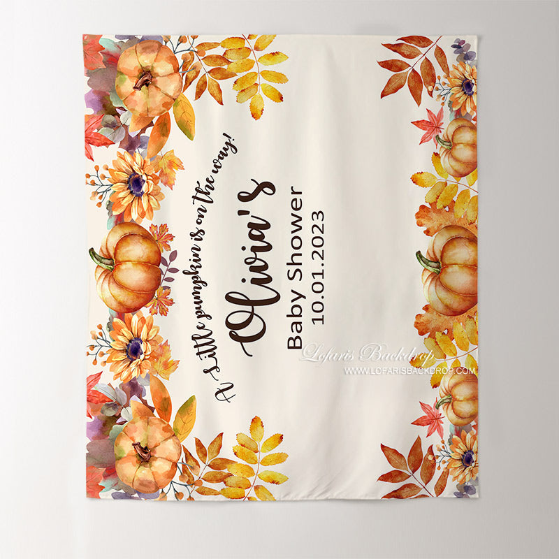 Lofaris Personalized Pumpkin Autumn Baby Shower Backdrop Banner