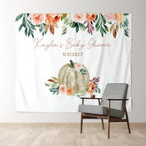 Lofaris Personalized Pumpkin Baby Shower Backdrop for Girl