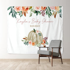Lofaris Personalized Pumpkin Baby Shower Backdrop for Girl